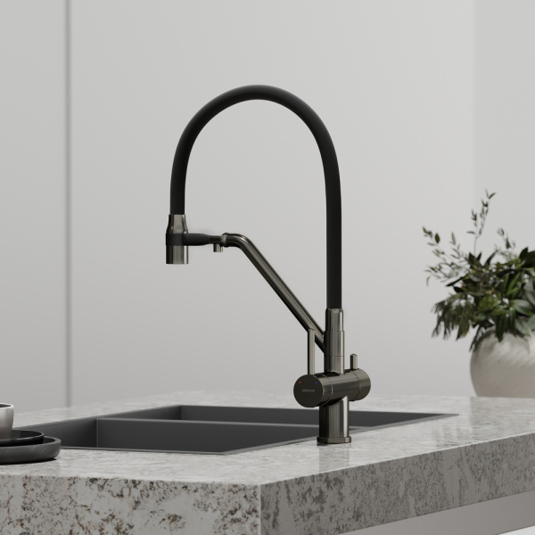 Смеситель для кухни Sancos Dora SC4003GG с подключением к фильтру вороненая сталь