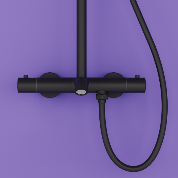 Душевая система со смесителем Sancos Game SC3001MB монтаж настенный с термостатом черный