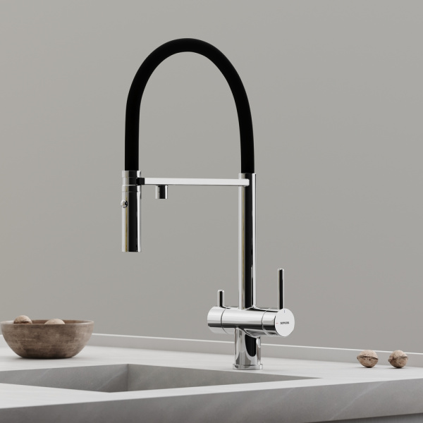 Смеситель для кухни Sancos Imola SC4010CH с подключением к фильтру хром/черный