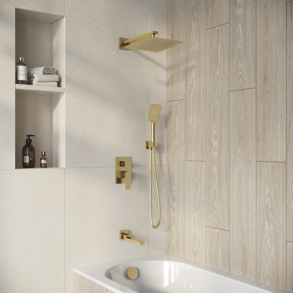 Душевая система со смесителем Grossman Style 501.K35.05.320 монтаж встраиваемая  в стену без термостата золото