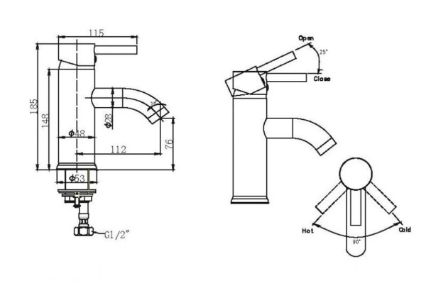Смеситель для раковины Bravat Slim F1332366CP-RUS хром
