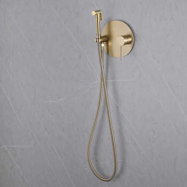 Гигиенический душ Abber Emotion AF8826G встраиваемый в стену матовое золото