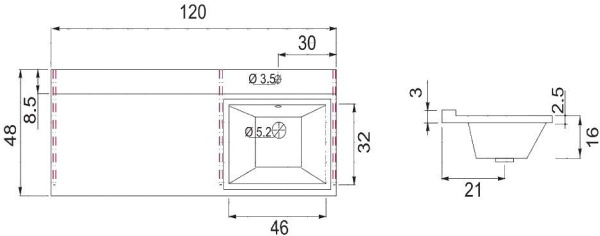 Раковина над стиральной машиной мебельная прямоугольная Aquanet Персона 00168174 литьевой мрамор цвет белый