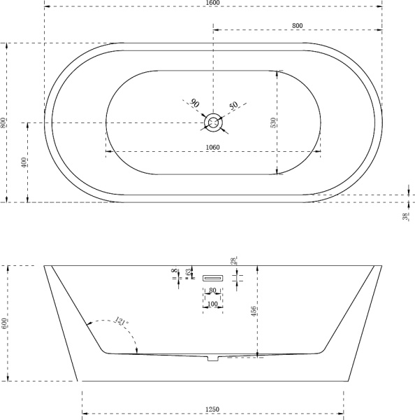 Акриловая ванна Abber  AB9203-1.6 160x80