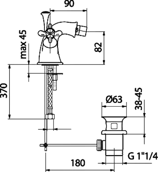 Смеситель для биде Webert Ottocento OT710102010 латунь золото