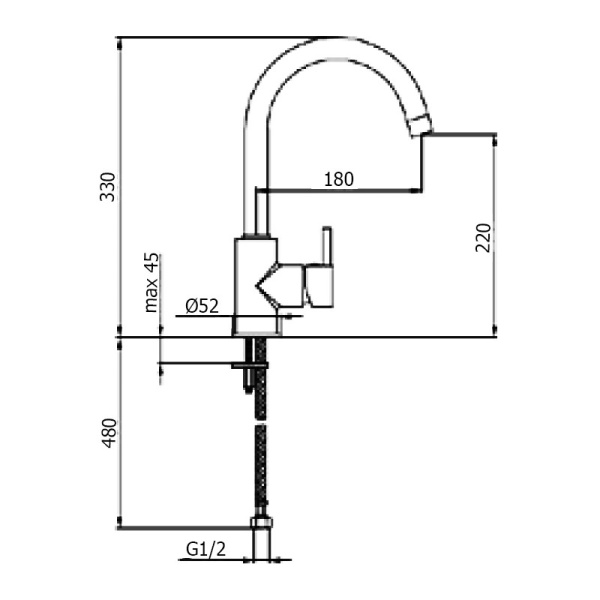 Смеситель для кухни Webert Yen YN920302345 без подключения к фильтру никель