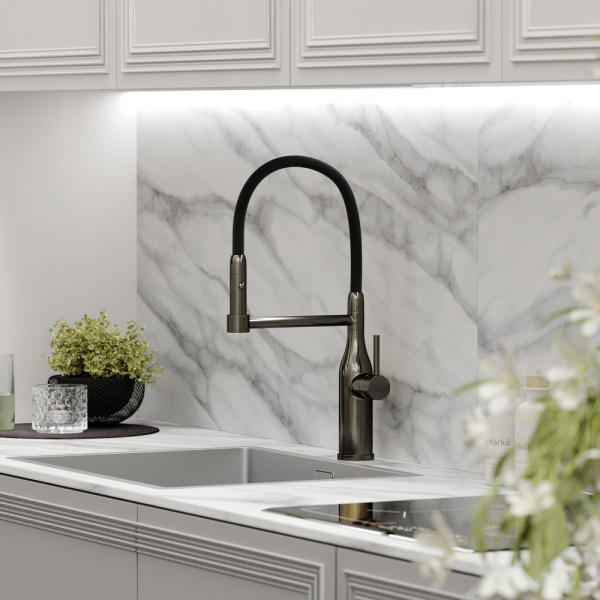 Смеситель для кухни Sancos Pride SC4011GG без подключения к фильтру вороненая сталь/черный