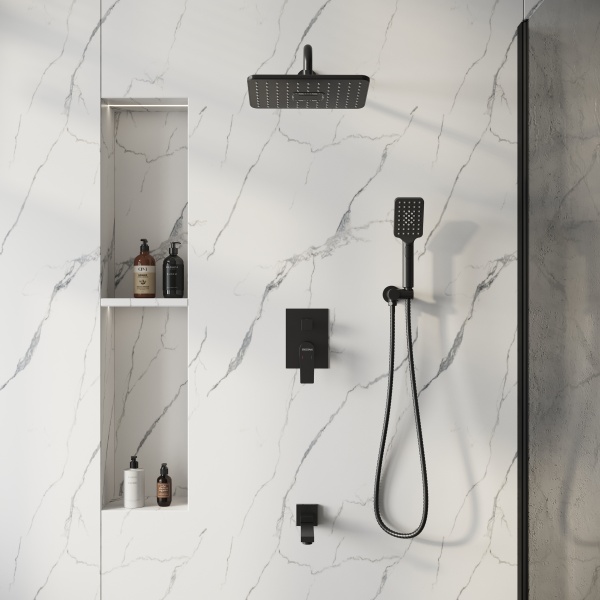 Душевая система со смесителем Grossman Classic 501.K35.04.210 монтаж встраиваемая  в стену без термостата черный