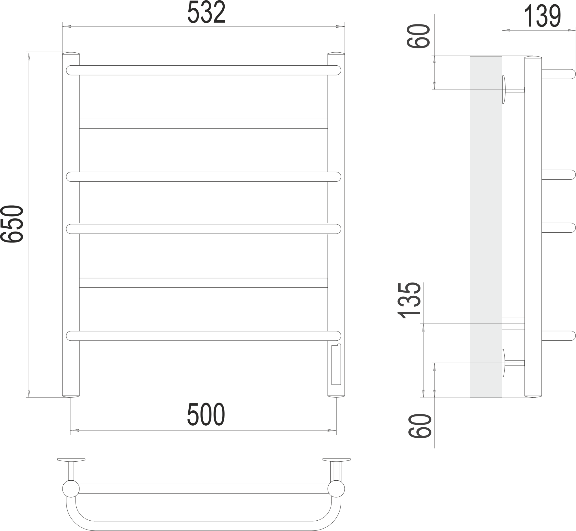 Полотенцесушитель электрический Terminus Евромикс П6  50x65 4670078531278 хром