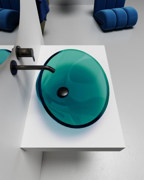 Раковина  овальная Abber Kristall AT2812Aquamarin полиэфирная смола цвет бирюзовый