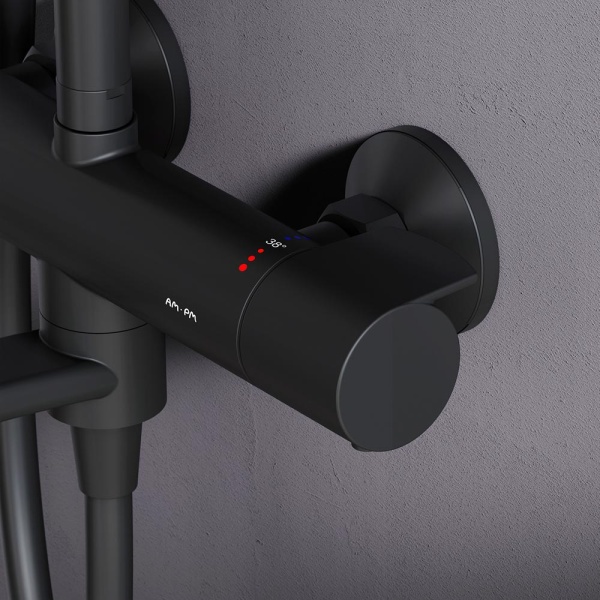 Душевая система со смесителем Am.Pm X-Joy F0785A522 монтаж настенная с термостатом черный