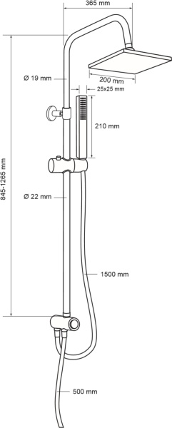 Душевая система без смесителя Aquanet Practic AF100-70-S-C монтаж настенная без термостата хром