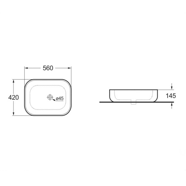 Раковина накладная прямоугольная Vincea  VBS-107 фарфор цвет белый