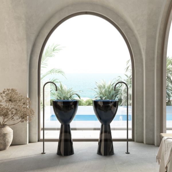 Раковина  круглая Abber Kristall AT2703Onyx полиэфирная смола цвет черный