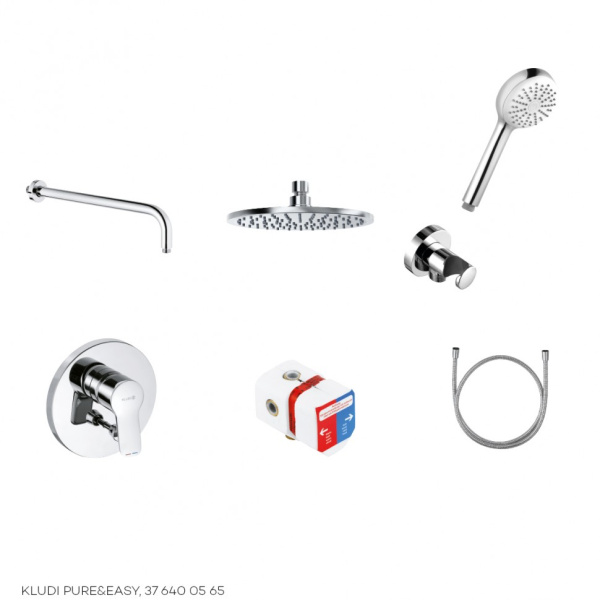 Душевая система со смесителем Kludi Pure&amp;Easy 376400565 монтаж встраиваемая в стену без термостата хром