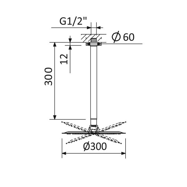 Верхний душ Cezares Czr CZR-B-TDDR-30/30-NOP черный матовый 