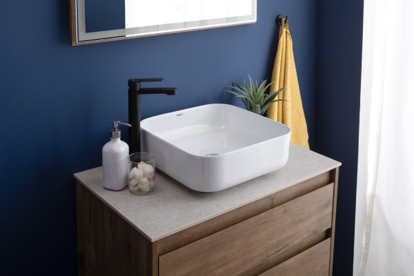 Раковина накладная квадратная  Aquanet City CITY-1 керамика цвет белый