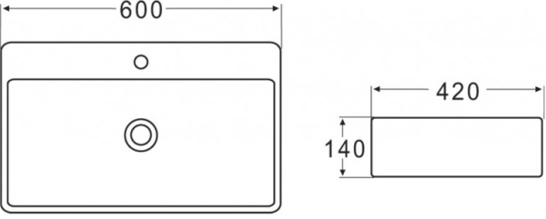 Раковина накладная прямоугольная BelBagno  BB1338 фаянс цвет белый