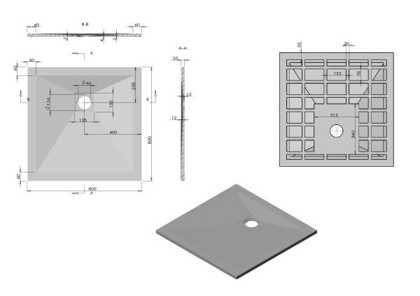 Душевой поддон низкий Vincea VST-4SR VST-4SR8080W квадрат литьевой мрамор 80x80 белый матовый
