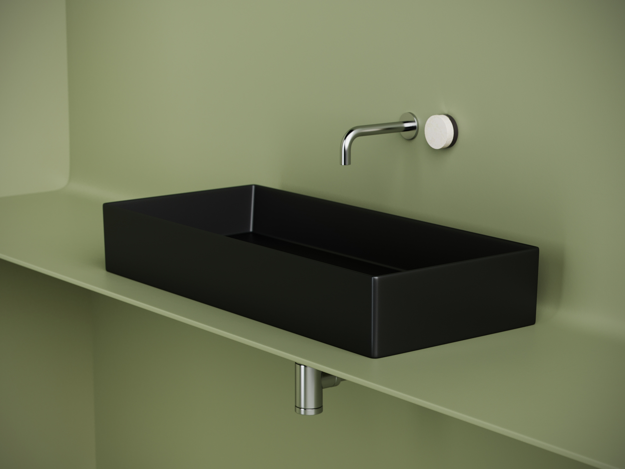 Раковина накладная прямоугольная Ceramica Nova Element CN6072MB фарфор цвет черный матовый