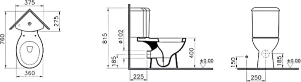 Унитаз напольный VitrA Arkitekt 9754B003-7201 