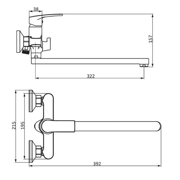 Смеситель для ванны или душа Damixa Eclipse 2.0 489000000 настенный 
без термостата хром