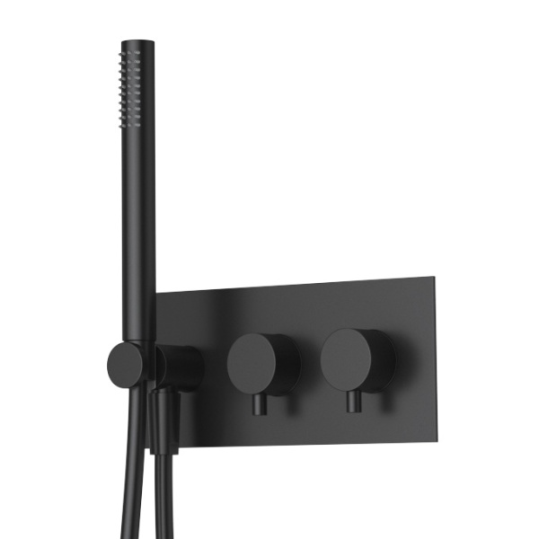 Душевая система со смесителем Cezares Leaf LEAF-DSIS-T-50-NOP монтаж встраиваемая  в стену с термостатом черный матовый