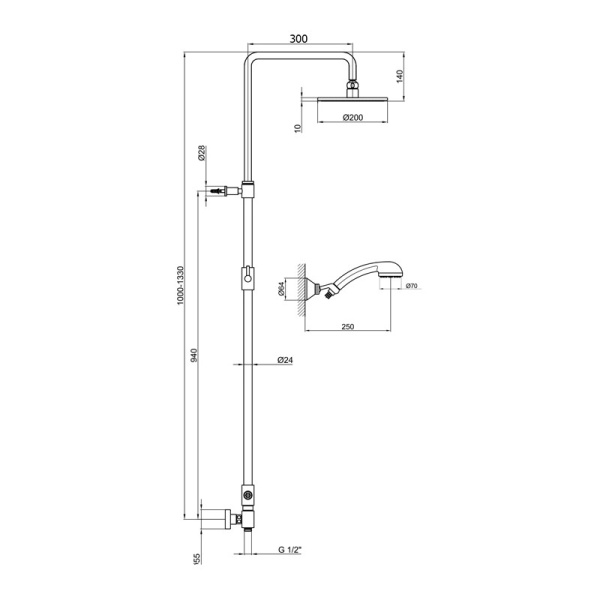 Душевой гарнитур Webert Shower Set AC0729015PVC хром 