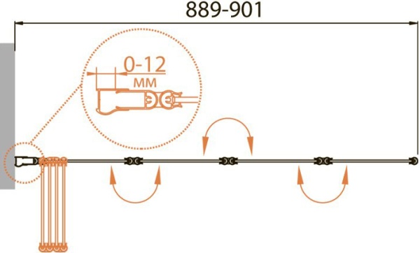 Шторка для ванны складная  Cezares Relax RELAX-V-4-90/140-P-Bi-L 90.1 см, стекла рифленые, профиль серый