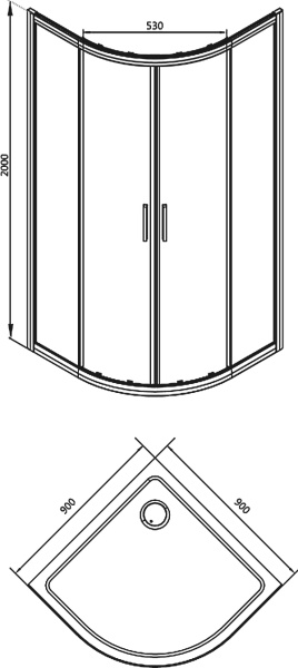 Душевой угол Aquanet Practic AE10-Q-90x90U-CP четверть круга 90x90 стекла прозрачные с узором, профиль хром