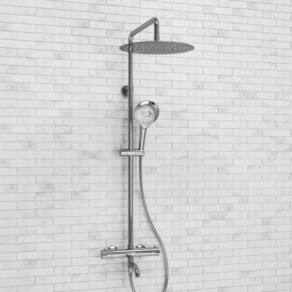 Душевая система со смесителем Wasserkraft  A188.116.101.010.CH Thermo монтаж настенная с термостатом хром