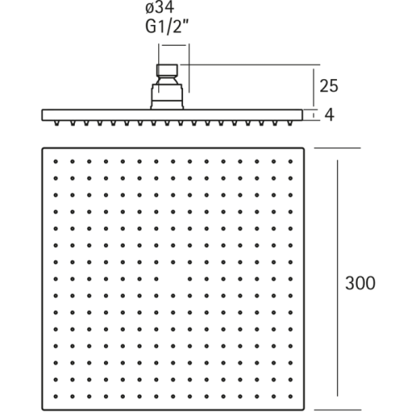 Верхний душ Cisal Xion DS016450D1 нержавеющая сталь 
