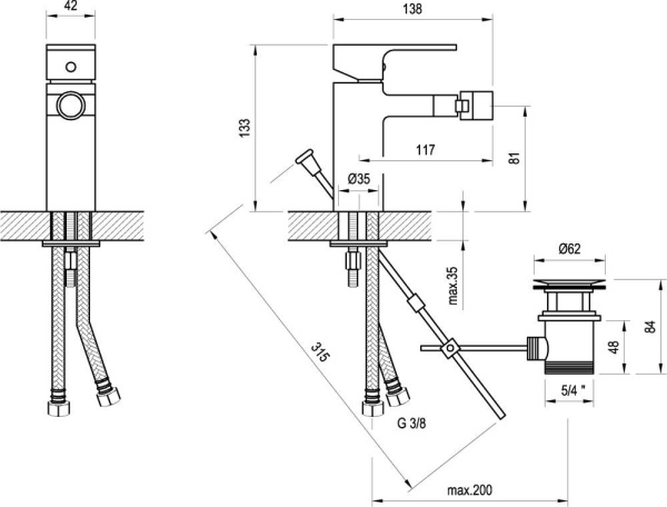 Смеситель для биде Ravak Chrome X070055 латунь хром