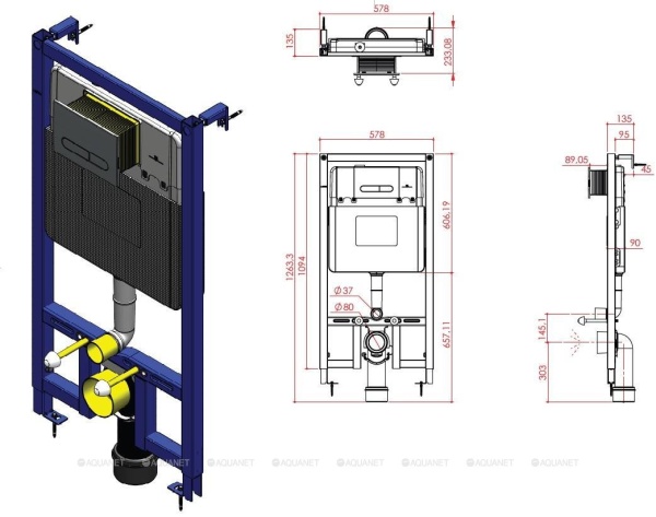 Инсталляция для подвесного унитаза Allen Brau Project Color 9.1PR10.20 механическая