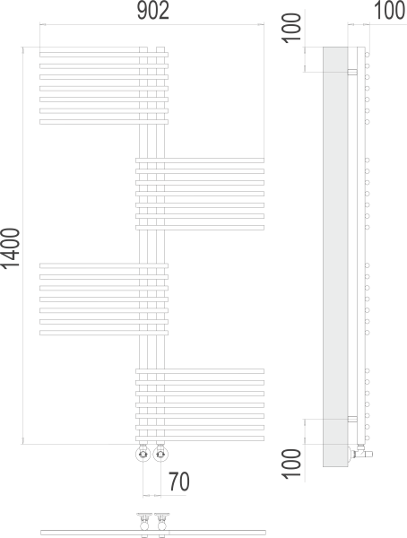 Полотенцесушитель водяной Terminus Европа П28  90x140 4670078530639 хром