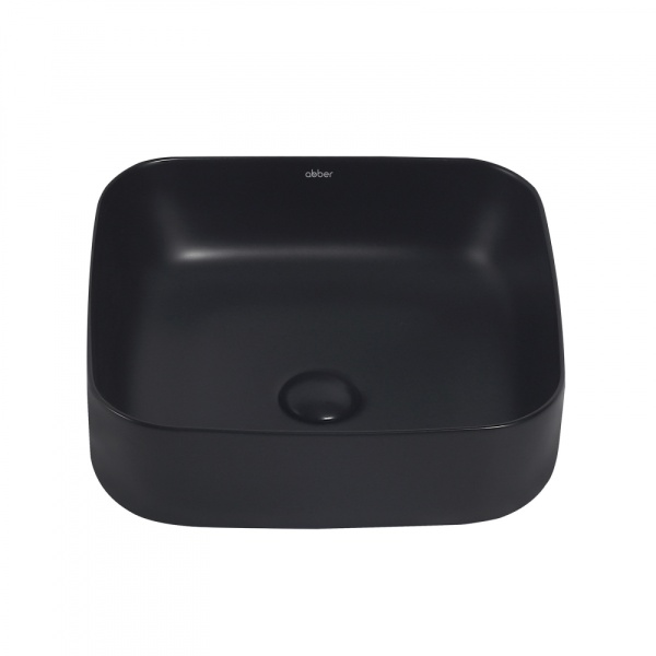 Раковина накладная квадратная  Abber Rechteck AC2211MB фаянс цвет черный матовый