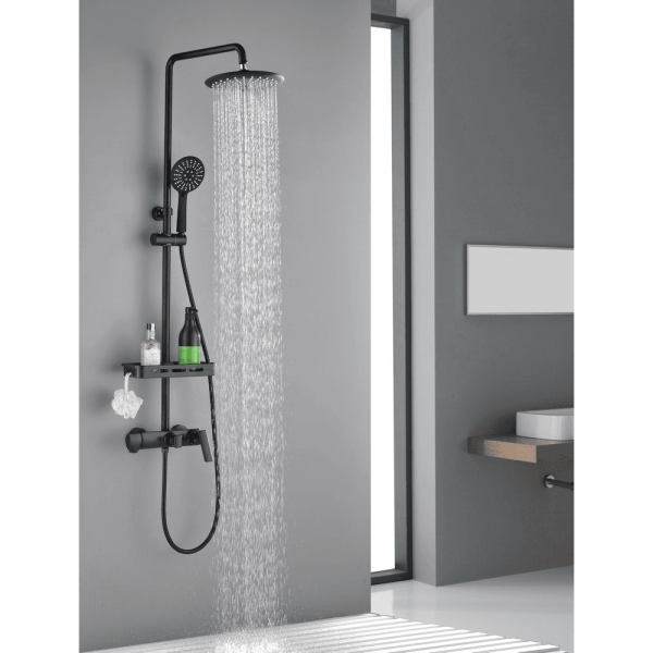 Душевая система со смесителем Orans  OLS-7003 монтаж настенная без термостата черная матовая