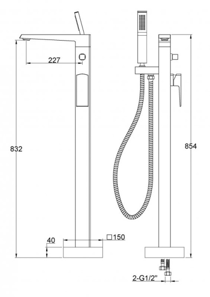 Смеситель для ванны BelBagno Arlie ARL-FMTA-CRM  
 хром