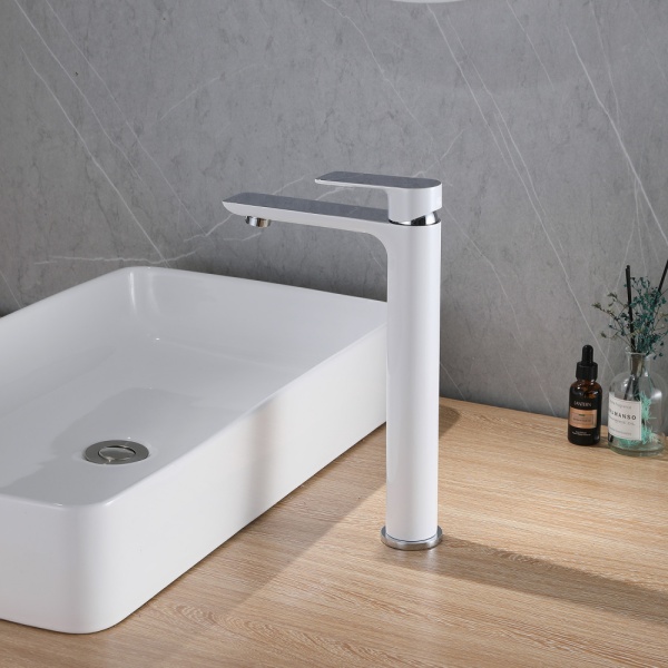 Смеситель для раковины Abber Weiss Insel AF8011W белый-хром