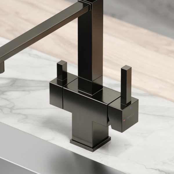 Смеситель для кухни Sancos Moro SC4006GG с подключением к фильтру вороненая сталь/черный