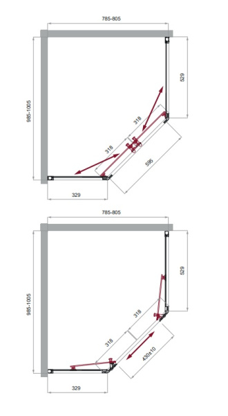 Душевой угол BelBagno Uno UNO-195-PH-2-100/80-C-Cr пятиугольный 100x80 стекла прозрачные, профиль хром