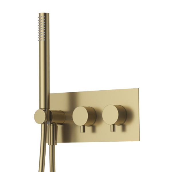 Душевая система со смесителем Cezares Leaf LEAF-DSIS-T-50-SR монтаж встраиваемая  в стену с термостатом sunrise