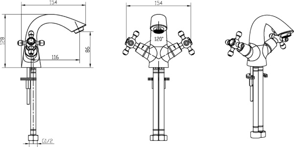 Смеситель для раковины Boheme Royal Cristal 271-Royal/CRST хром