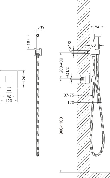 Гигиенический душ Timo Briana 7189/03SM встраиваемый в стену черный