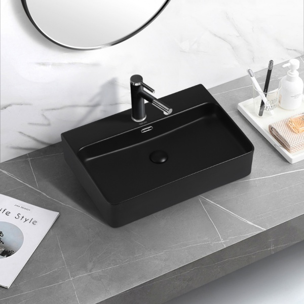 Раковина  прямоугольная Abber Rechteck AC2201MB керамика цвет черный матовый