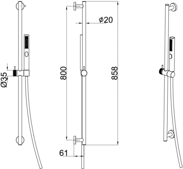 Душевой гарнитур со штангой Allen Brau Priority 5.31010-GB брашированное золото 