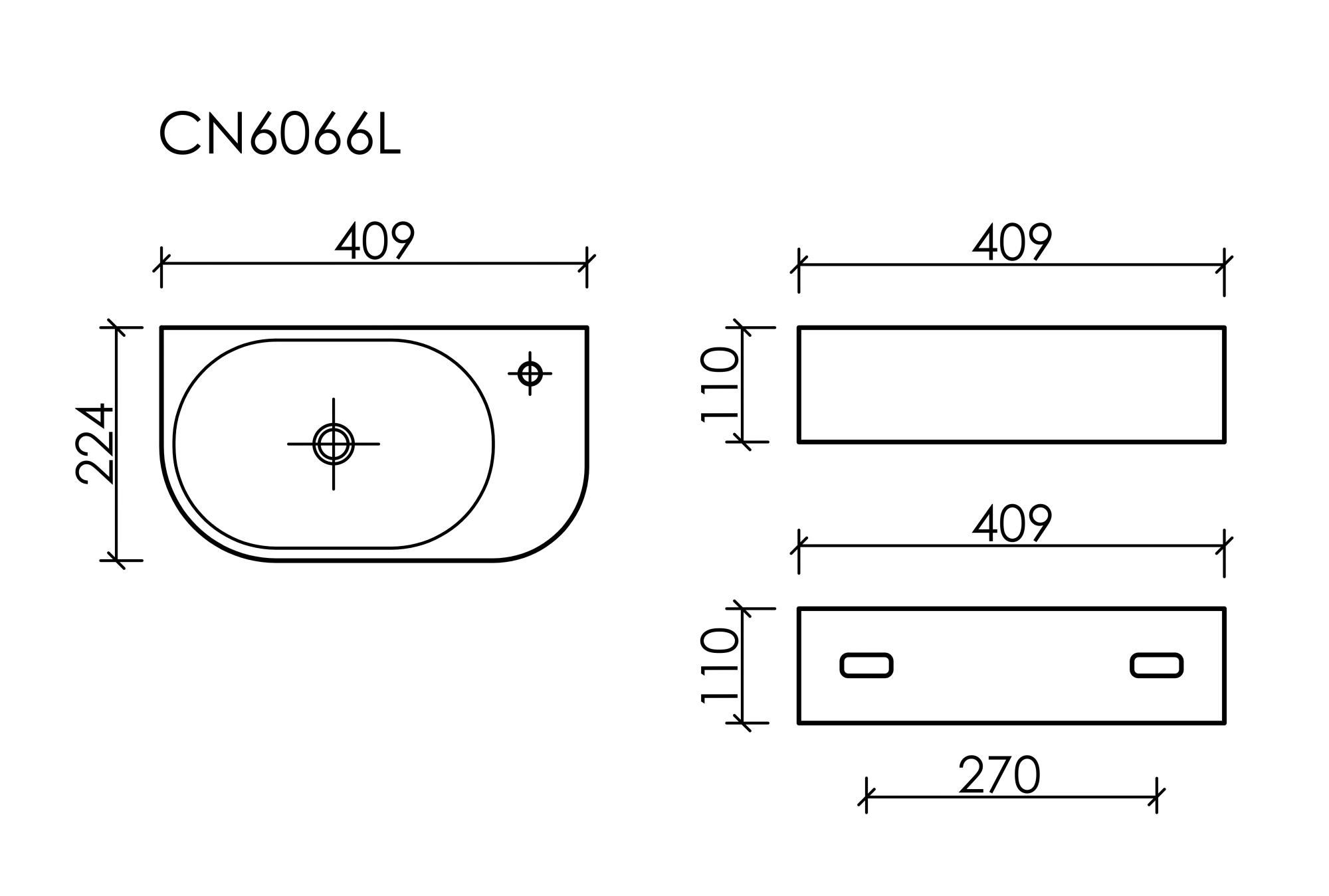 Раковина подвесная прямоугольная Ceramica Nova Element CN6066L фарфор цвет белый
