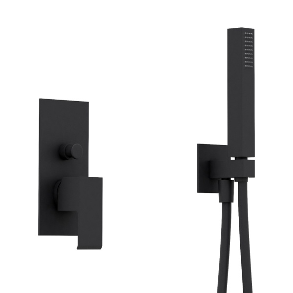 Душевая система со смесителем Cezares Porta PORTA-DSIPQ-25-NOP монтаж встраиваемая  в стену без термостата черный матовый