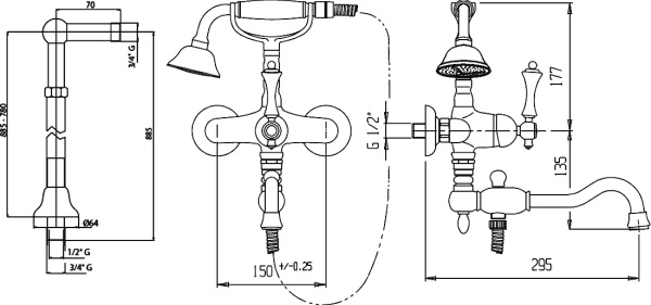 Смеситель  Cezares Margot MARGOT-VDPS2-01-M  
 