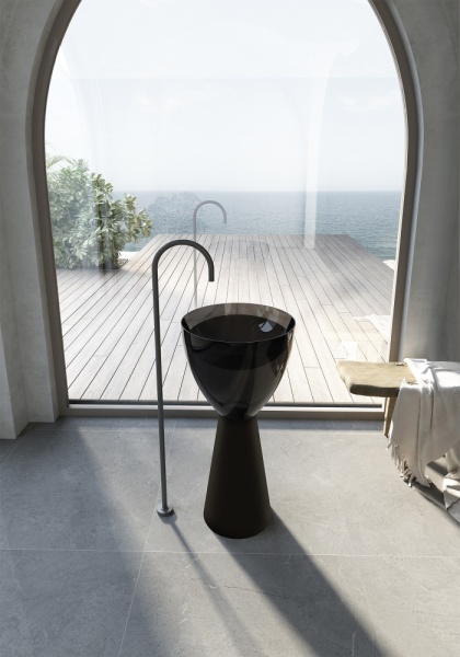 Раковина  круглая Abber Kristall AT2703Onyx-Black искусственный камень полиэфирная смола цвет черный-черный матовый